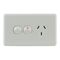 25106 Merge Single Power Point 10A With Extra Switch 16A White GPO Outlet Slim Celebration AS/NZS Approved  Slim White