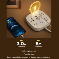 1.8M USB Charging Power Board 4 Way Outlet Socket Charger Ports Surge Protector Built 27100.