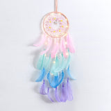 3101 Merge Boho Style Feather Dream Catcher LED Lights Girls Bedroom Wall Hanging Decor Colourfull