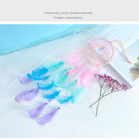 3101 Merge Boho Style Feather Dream Catcher LED Lights Girls Bedroom Wall Hanging Decor Colourfull